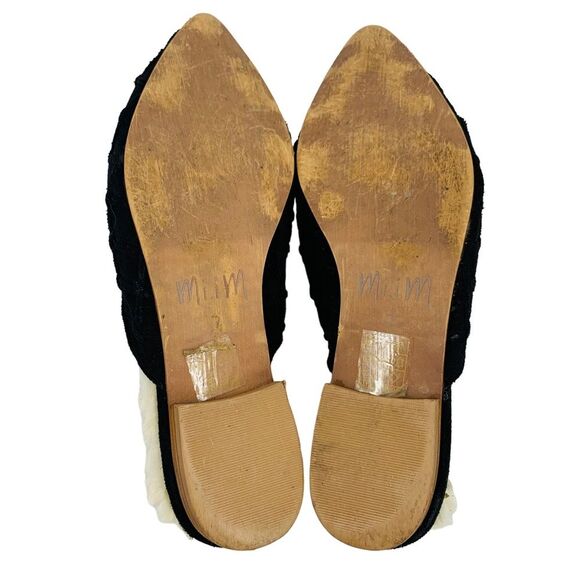 Mi.iM Black Suede Lavinia Sherpa Lined Mules Slip-On Sz. 7 - Picture 7 of 9